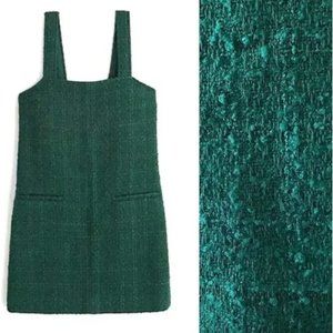 Abercrombie & Fitch Tweed Shift Boucle Woven Emerald Green Mini Dress